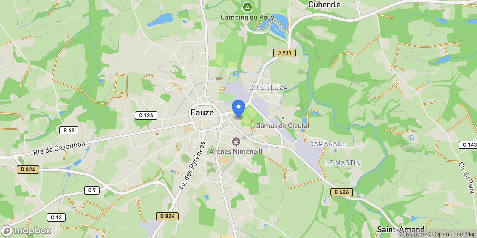 Map showing Éauze, Occitanie, France.