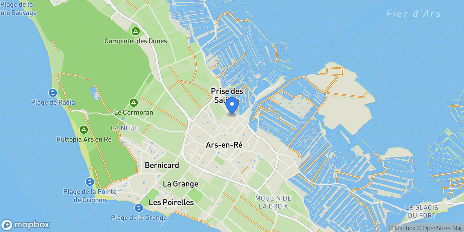 Map showing Ars-en-Ré, Nouvelle-Aquitaine, France.