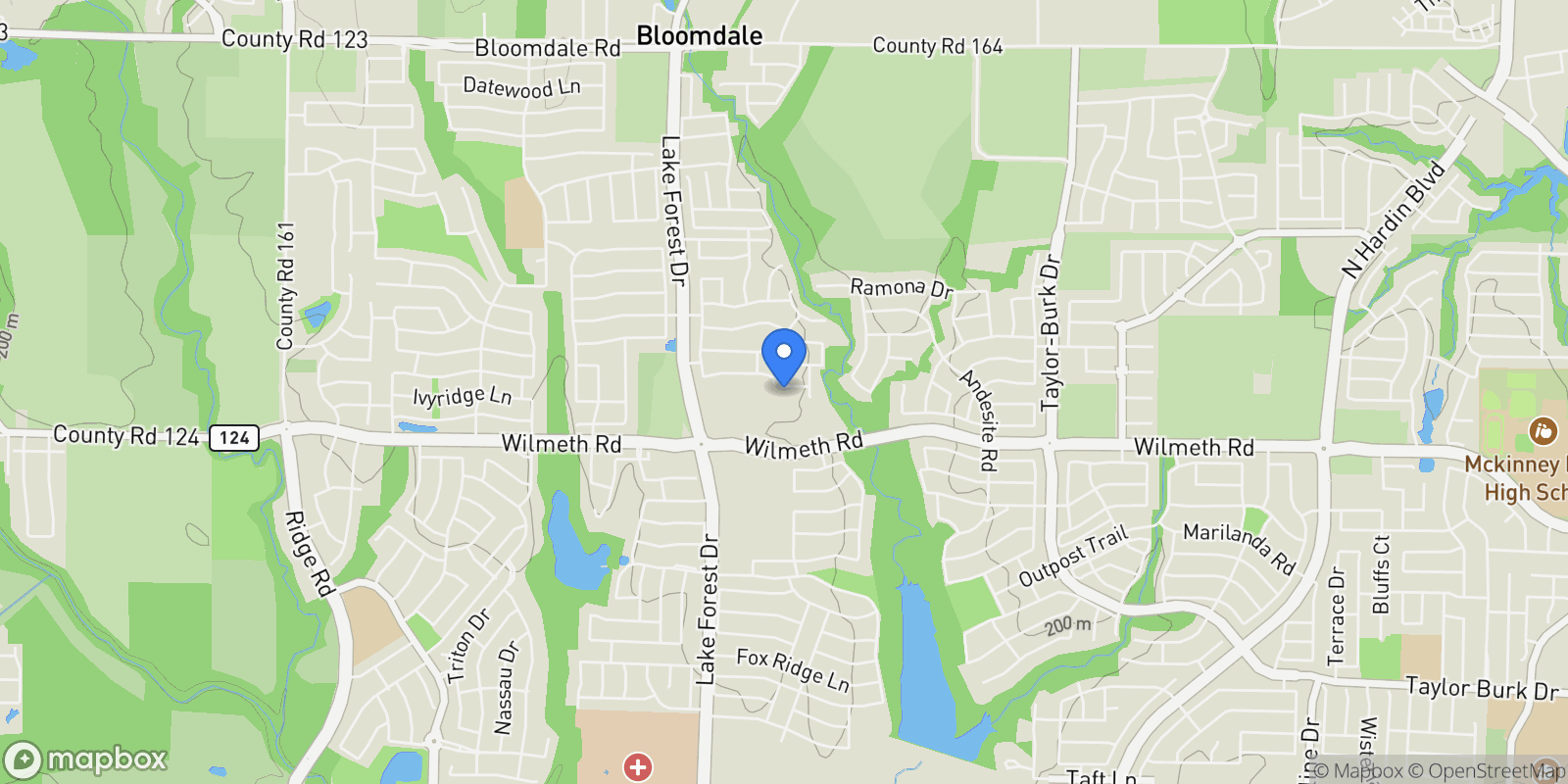 Map showing 4521 Tippett Drive, McKinney, Texas, United States.