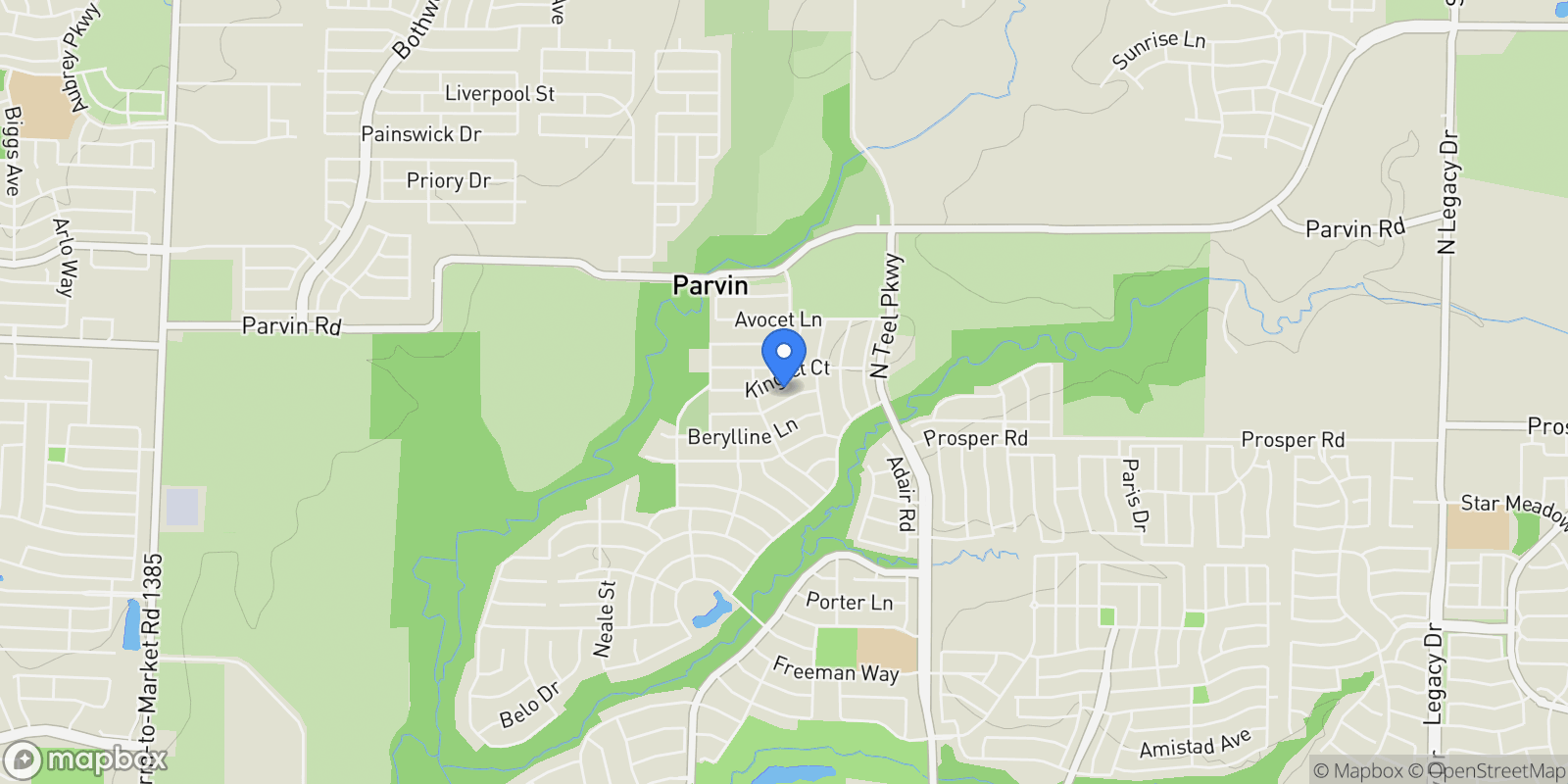 Map showing 4050 Gambel Road, Prosper, Texas, United States.