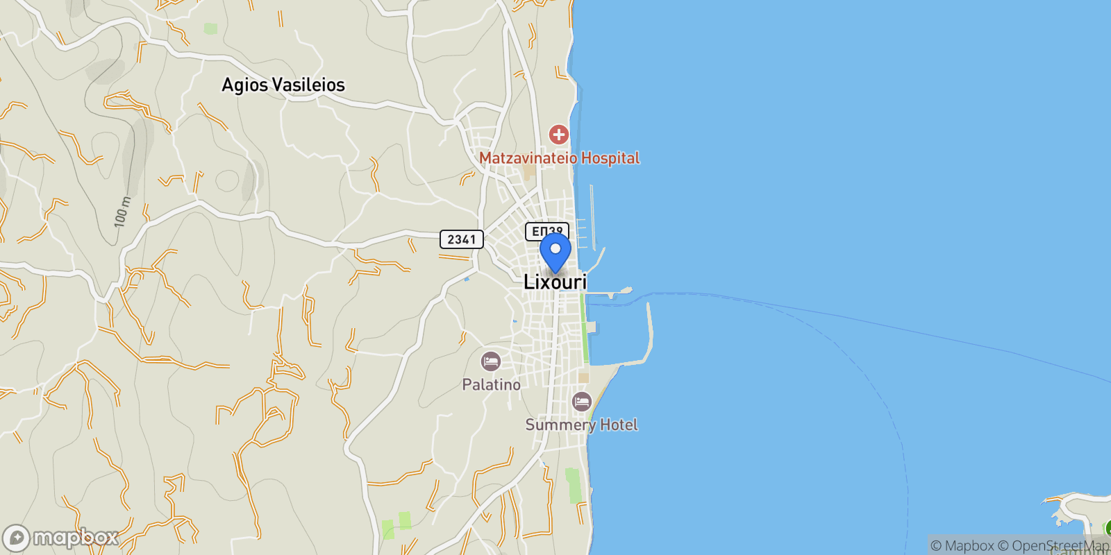 Map showing Paliki, Peloponnese, Western Greece and the Ionian, Greece.
