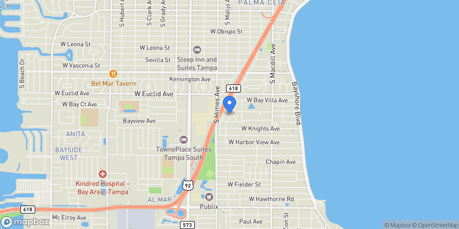 Map showing 3901 S Lynwood Avenue, Tampa, FL 33611, Tampa, Florida, United States.
