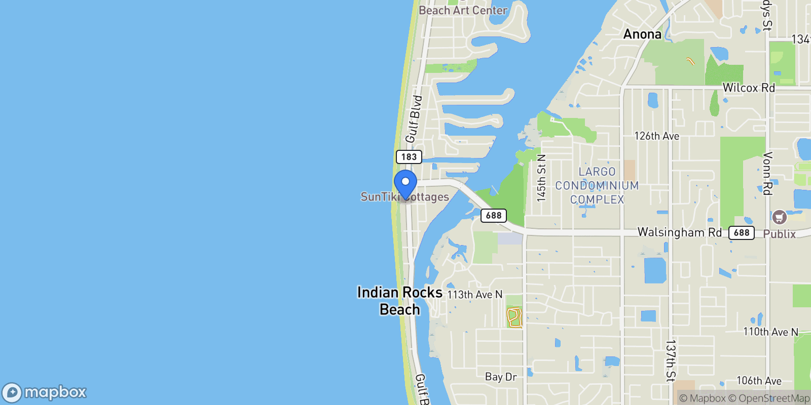 Map showing 400 Gulf Boulevard, Indian Rocks Beach, FL 33785, Indian Shores, Florida, United States.