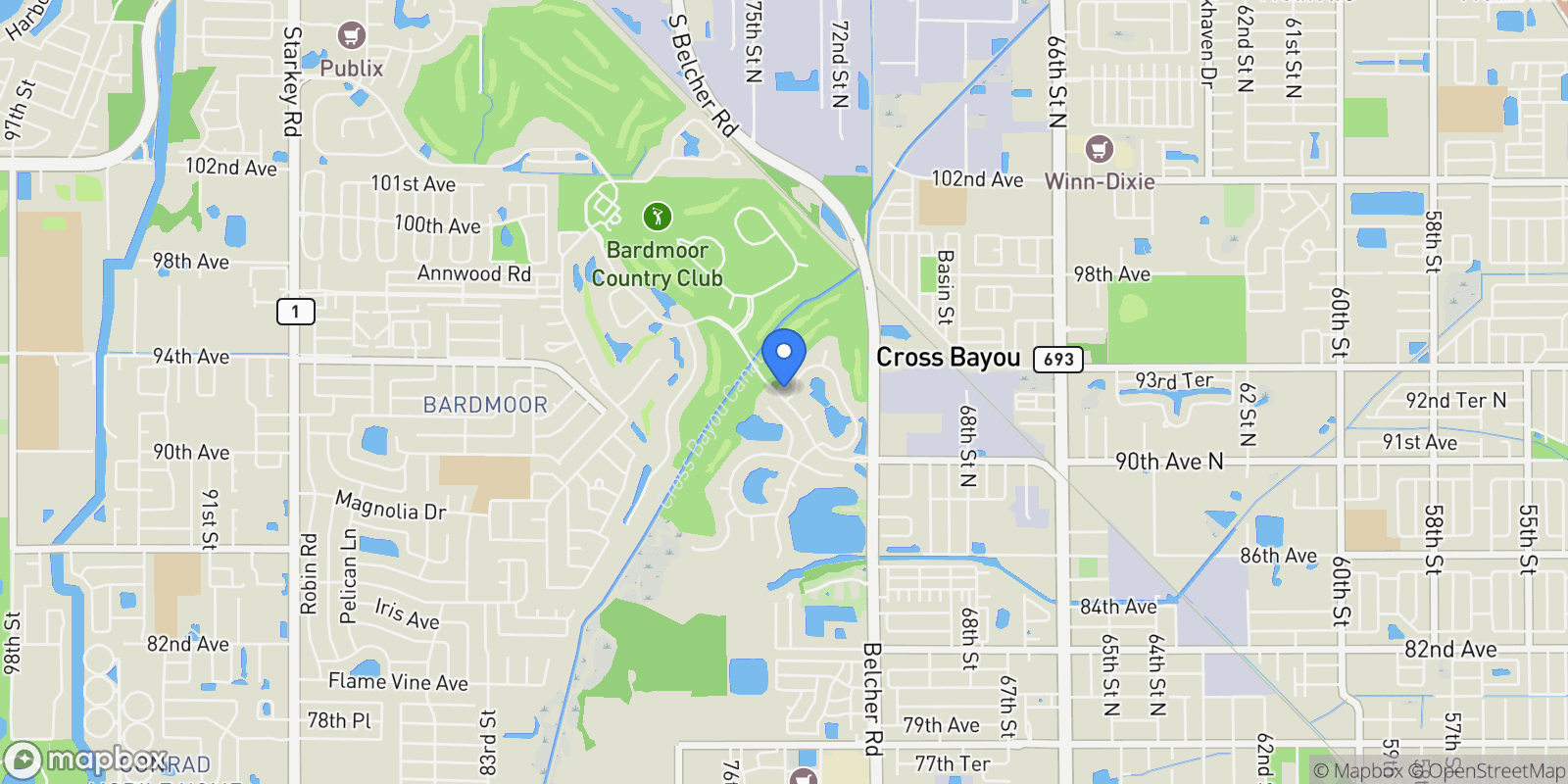 Map showing 7371 Sawgrass Point, Pinellas Park, FL 33782, Pinellas Park, Florida, United States.
