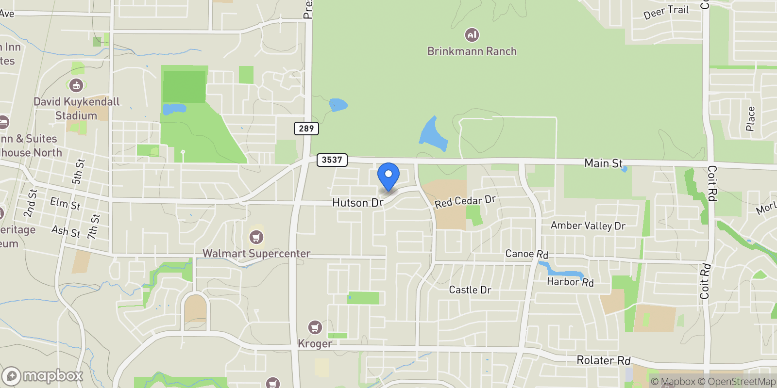 Map showing 9865 Countess Drive, Frisco, Texas, United States.