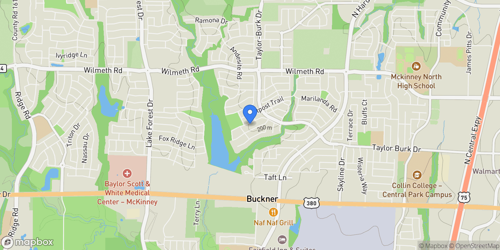 Map showing 3921 Launch Road, McKinney, Texas, United States.