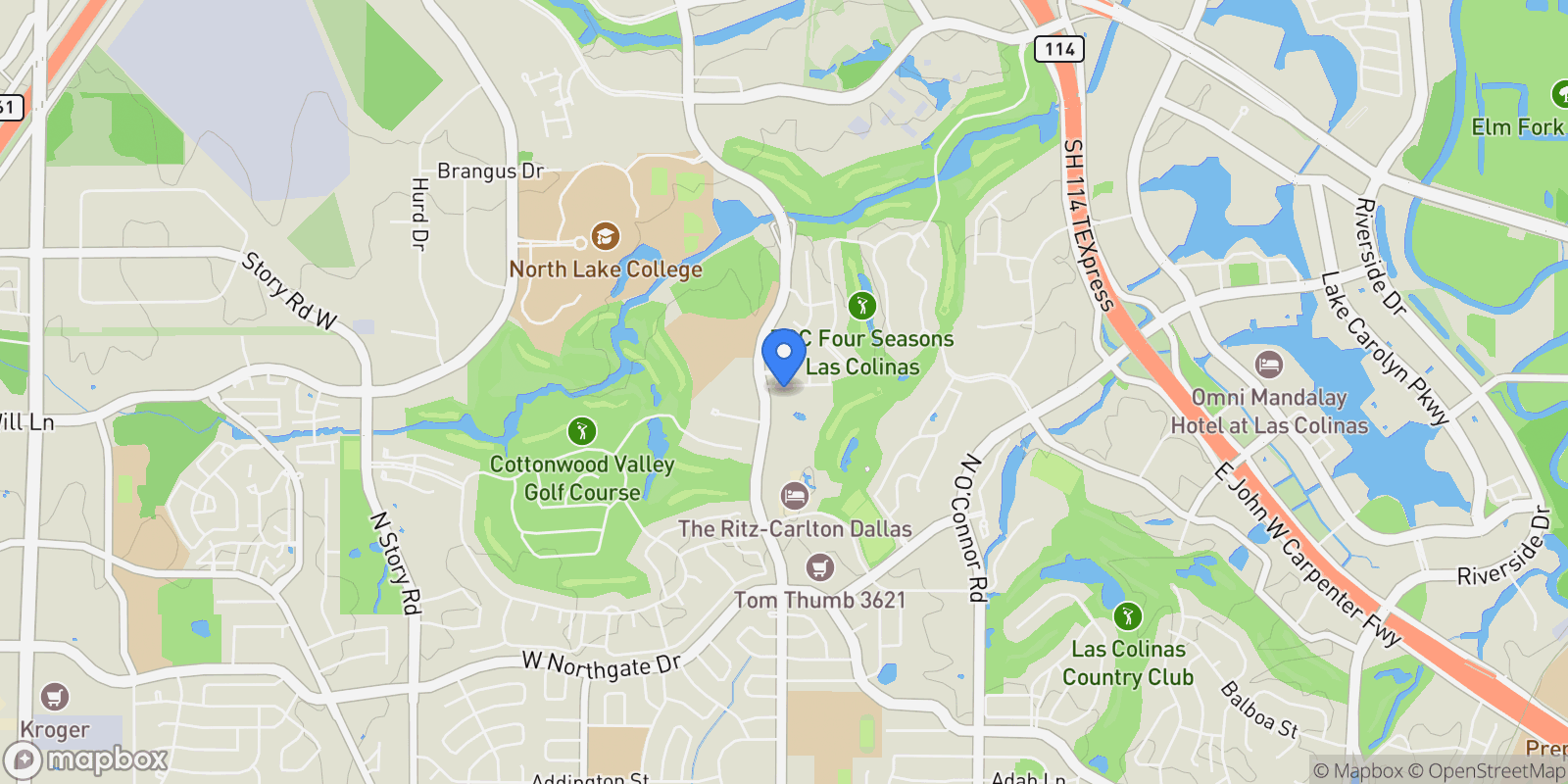 Map showing 1352 Cherry Hills Lane, Irving, Texas, United States.