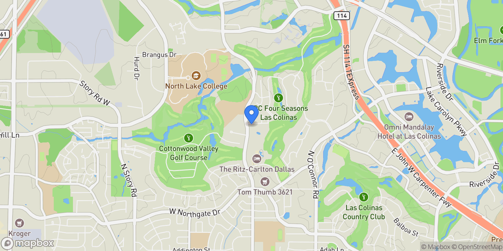 Map showing 1364 Cherry Hills Lane, Irving, Texas, United States.