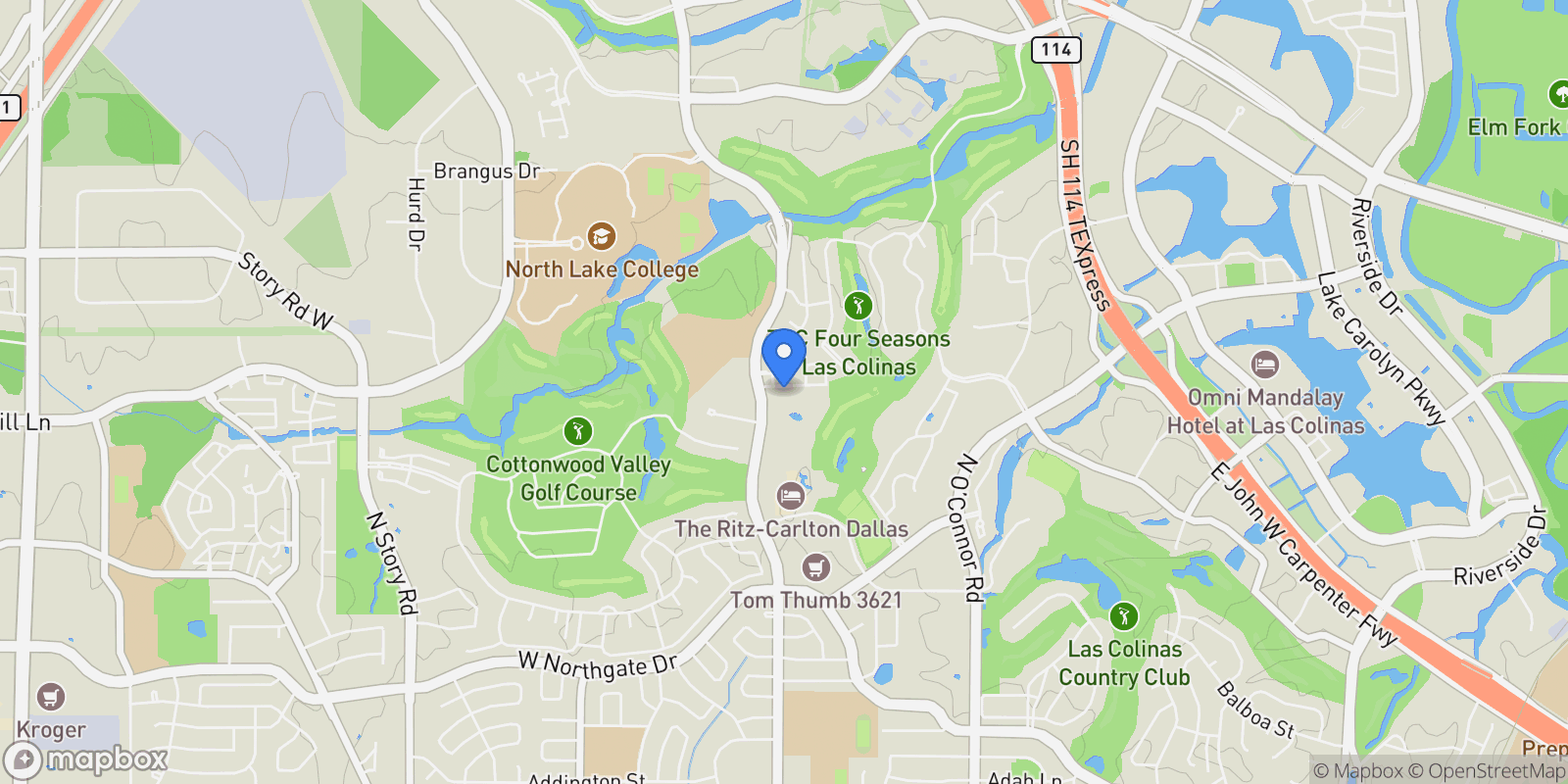 Map showing 1344 Cherry Hills Lane, Irving, Texas, United States.