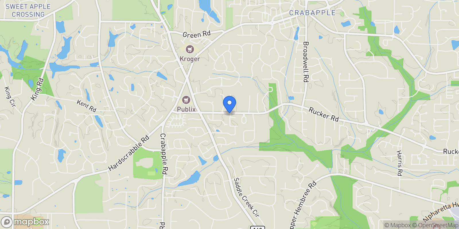 Map showing 2002 Blossom Hill Drive, Milton, Georgia, United States.