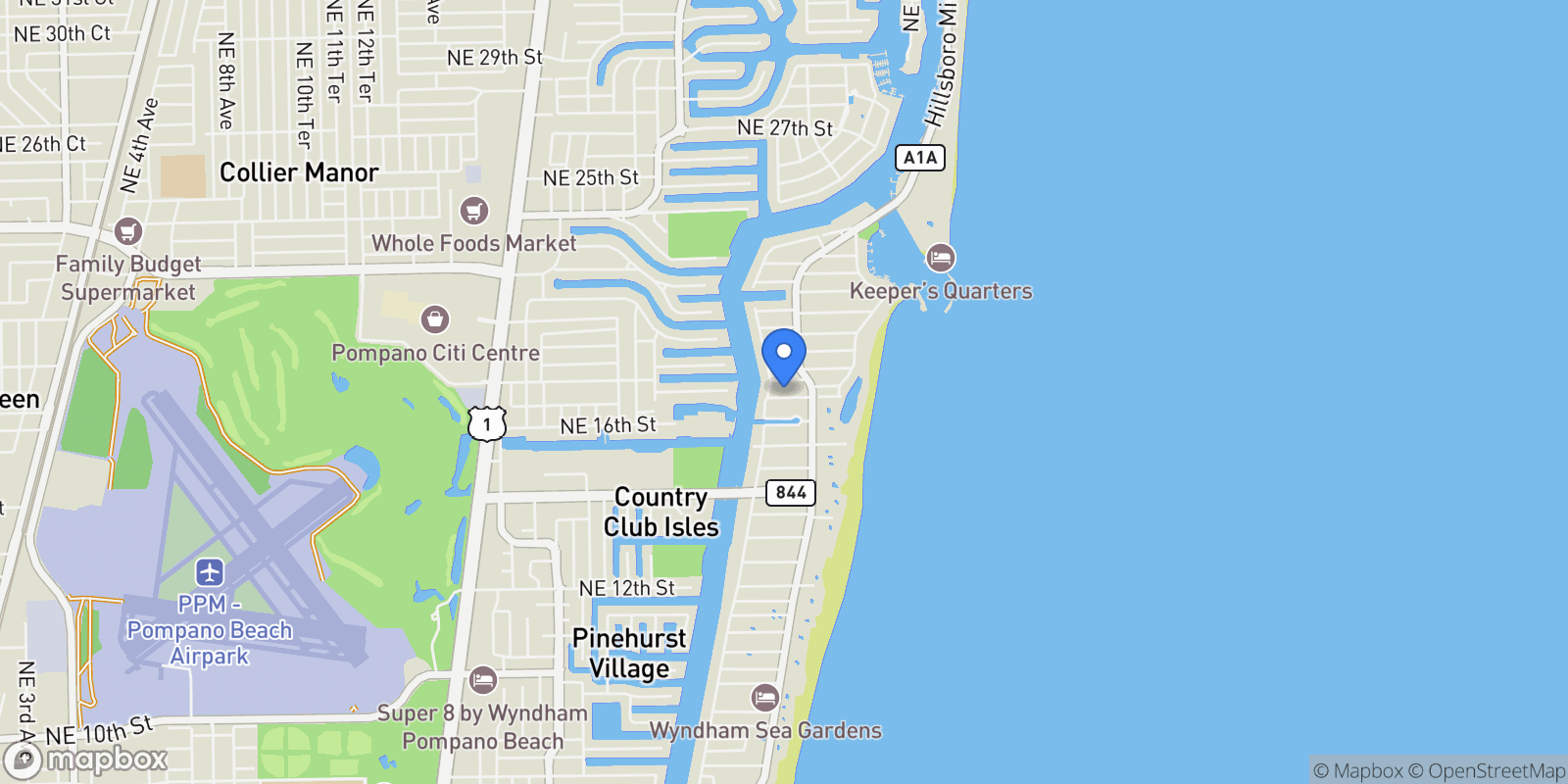 Map showing 3205 Marine Dr, Hillsboro Beach, Florida, United States.