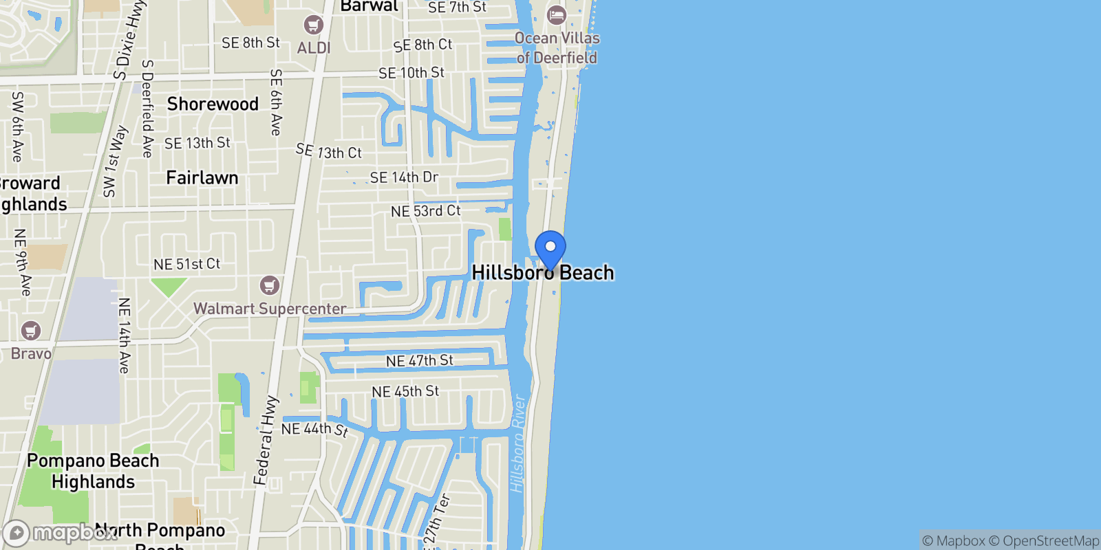 Map showing 1155 Hillsboro Mile 401, Hillsboro Beach, Florida, United States.