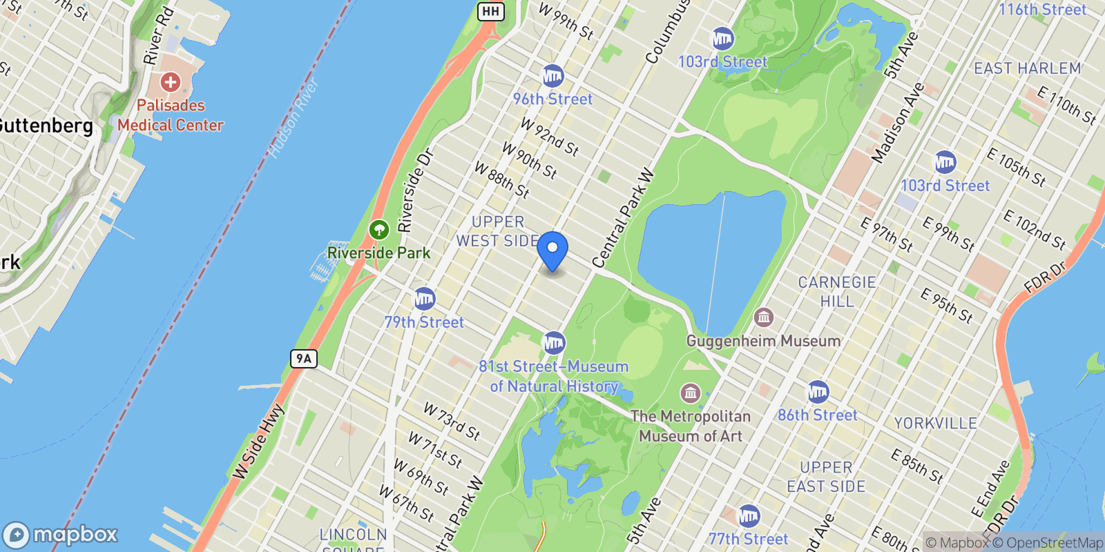 Map showing 39 W 84TH ST, New York, New York, United States.