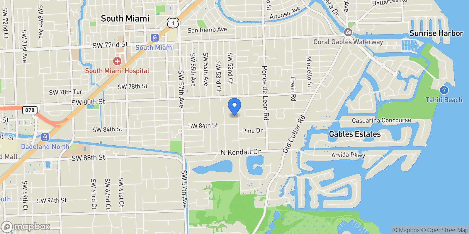 Map showing 8252 SW 52nd Avenue, Miami, Florida, United States.