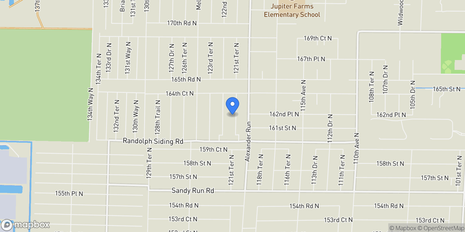 Map showing 16239 121st Terrace N, Jupiter Island, Florida, United States.
