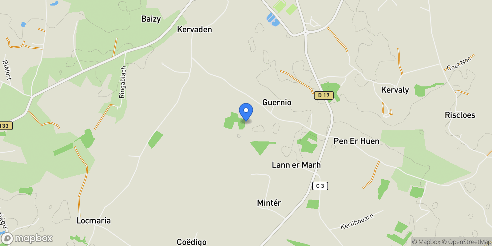 Map showing Plumergat, Brittany, France.