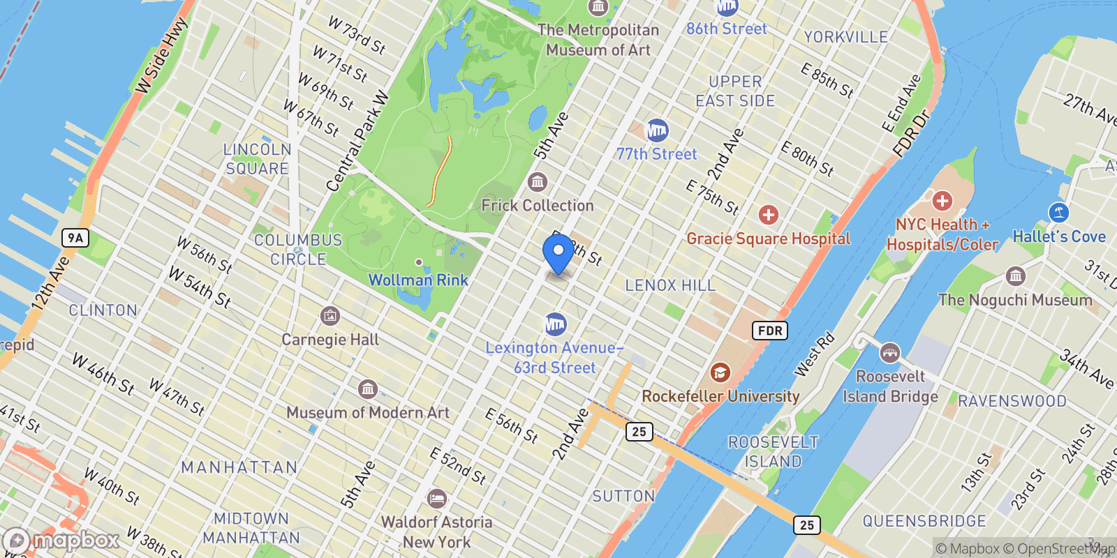 Map showing 116 E 66TH ST, New York, New York, United States.