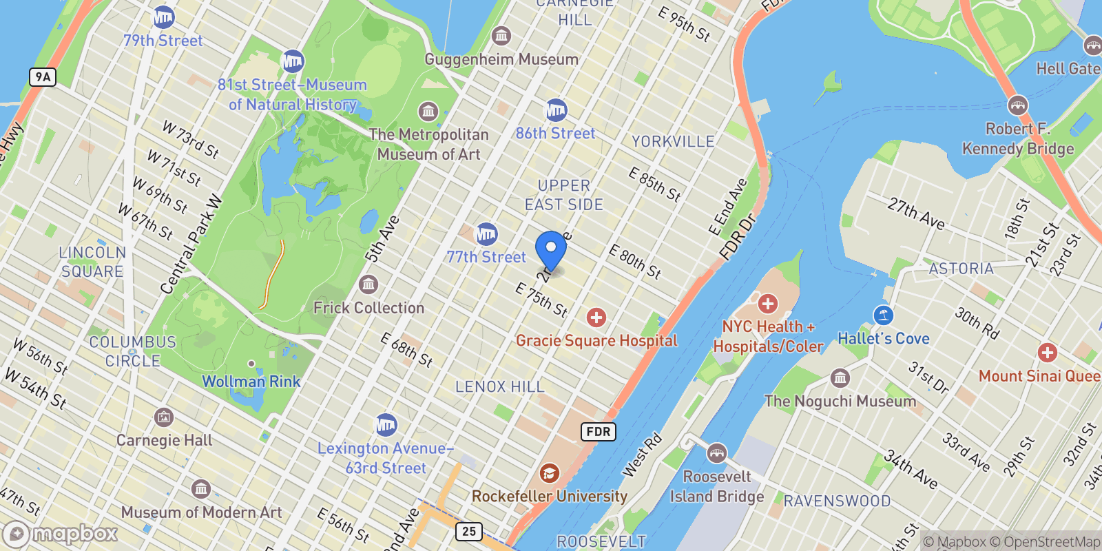 Map showing The Seville, 300 E 77TH ST, New York, New York, United States.