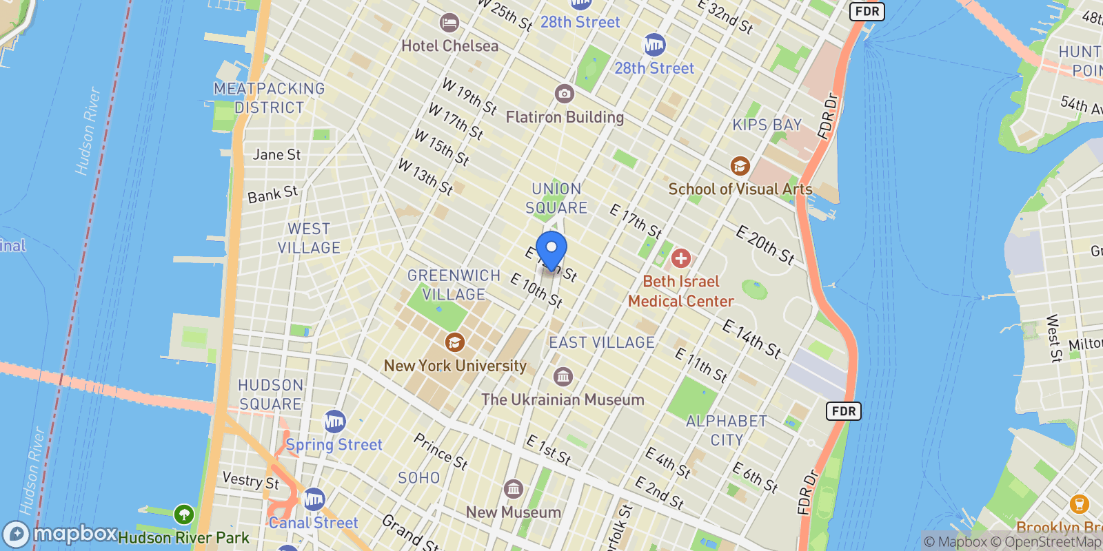 Map showing The Renwick, 808 BROADWAY, New York, New York, United States.