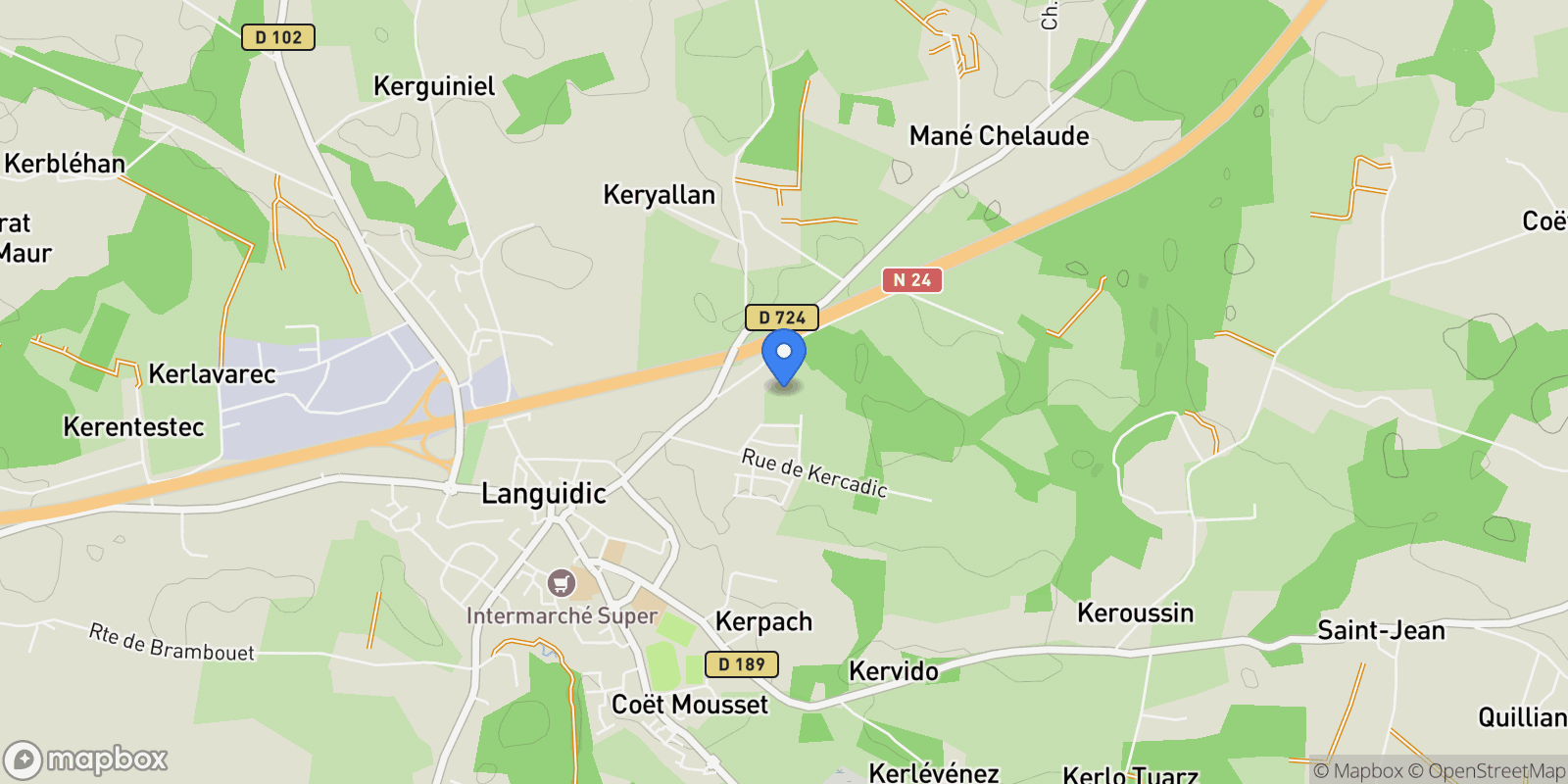Map showing Languidic, Brittany, France.