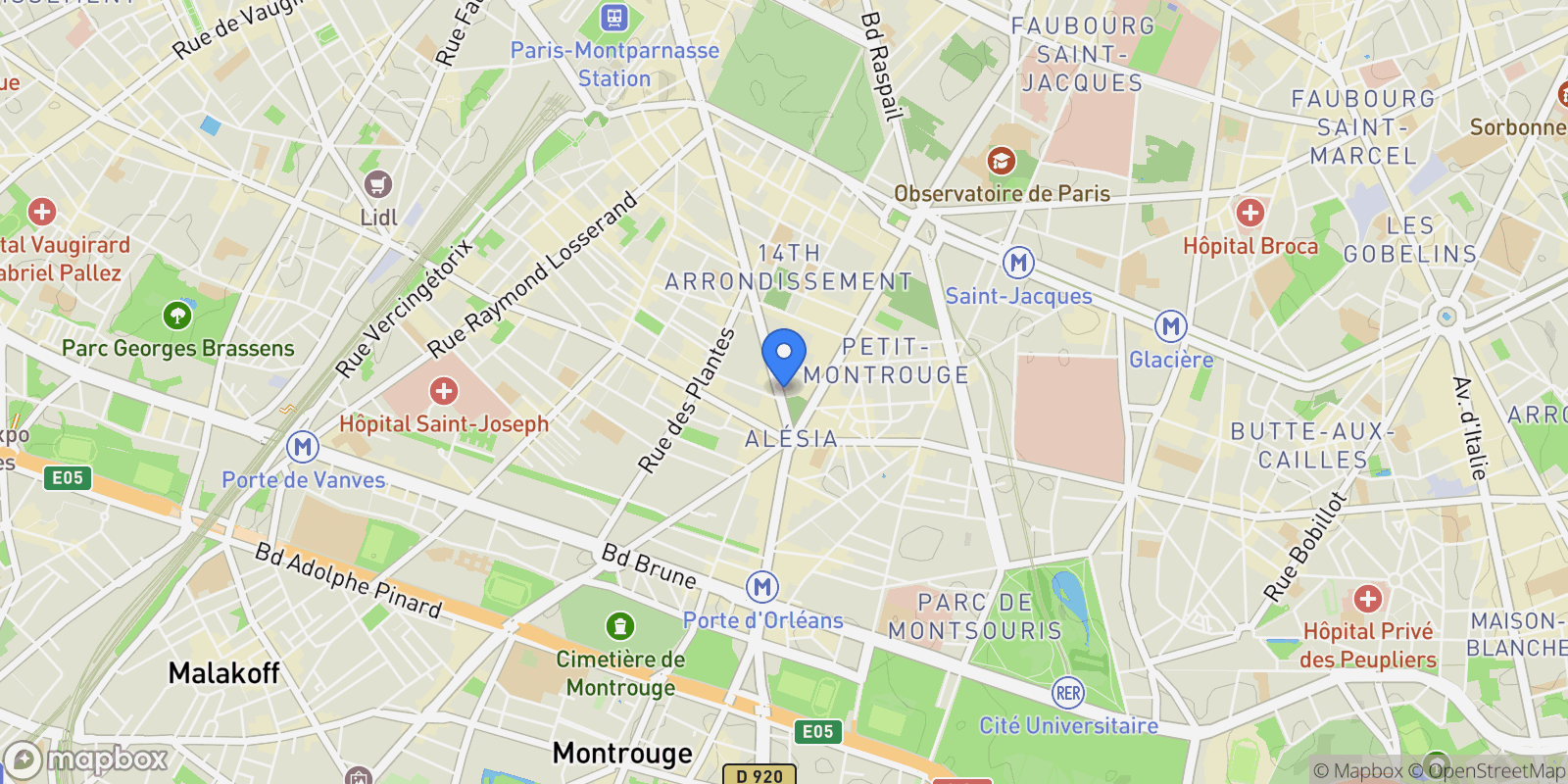 Map showing Paris, Île-de-France, France.