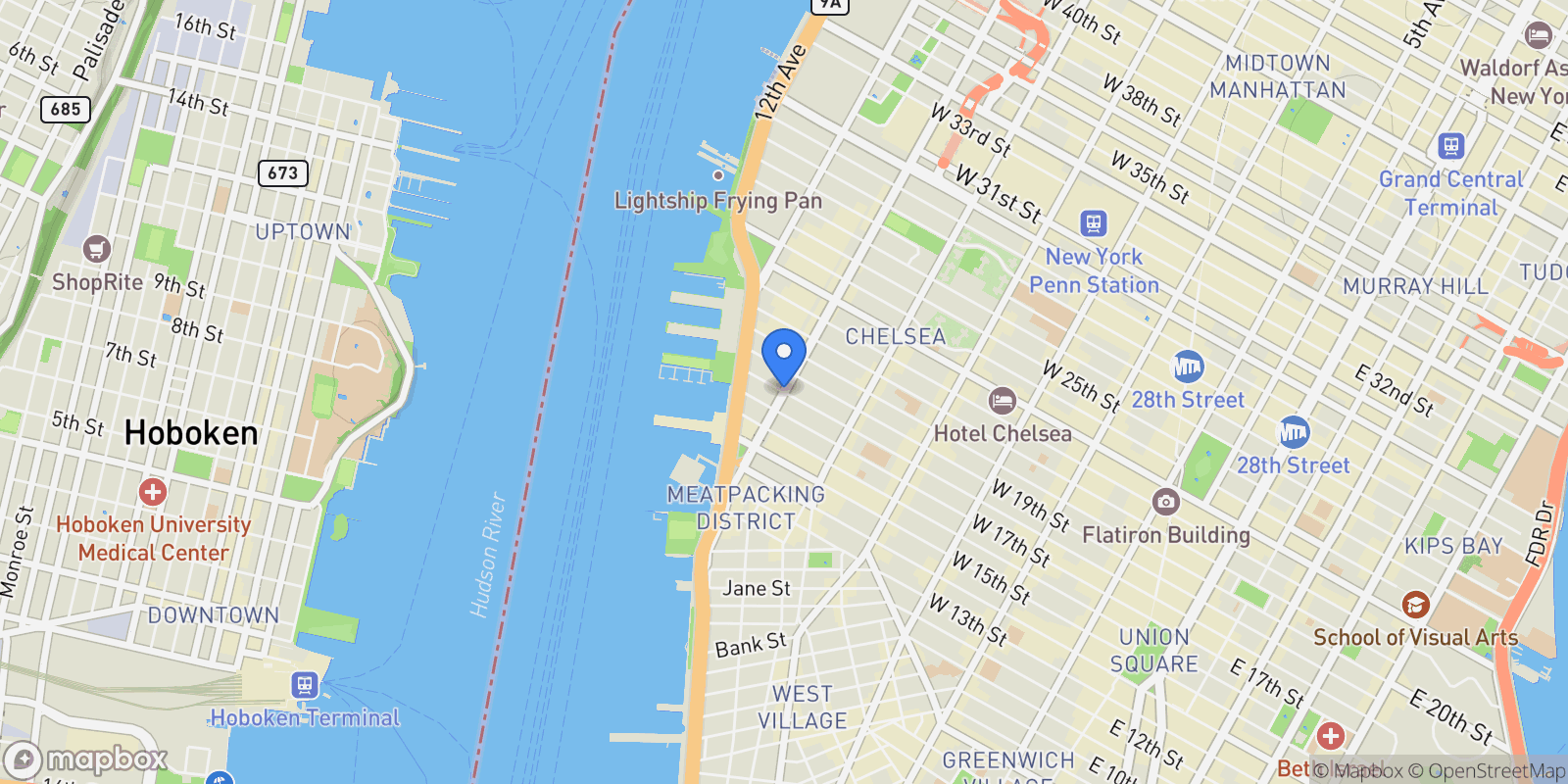Map showing One High Line, 500 W 18TH ST, New York, New York, United States.