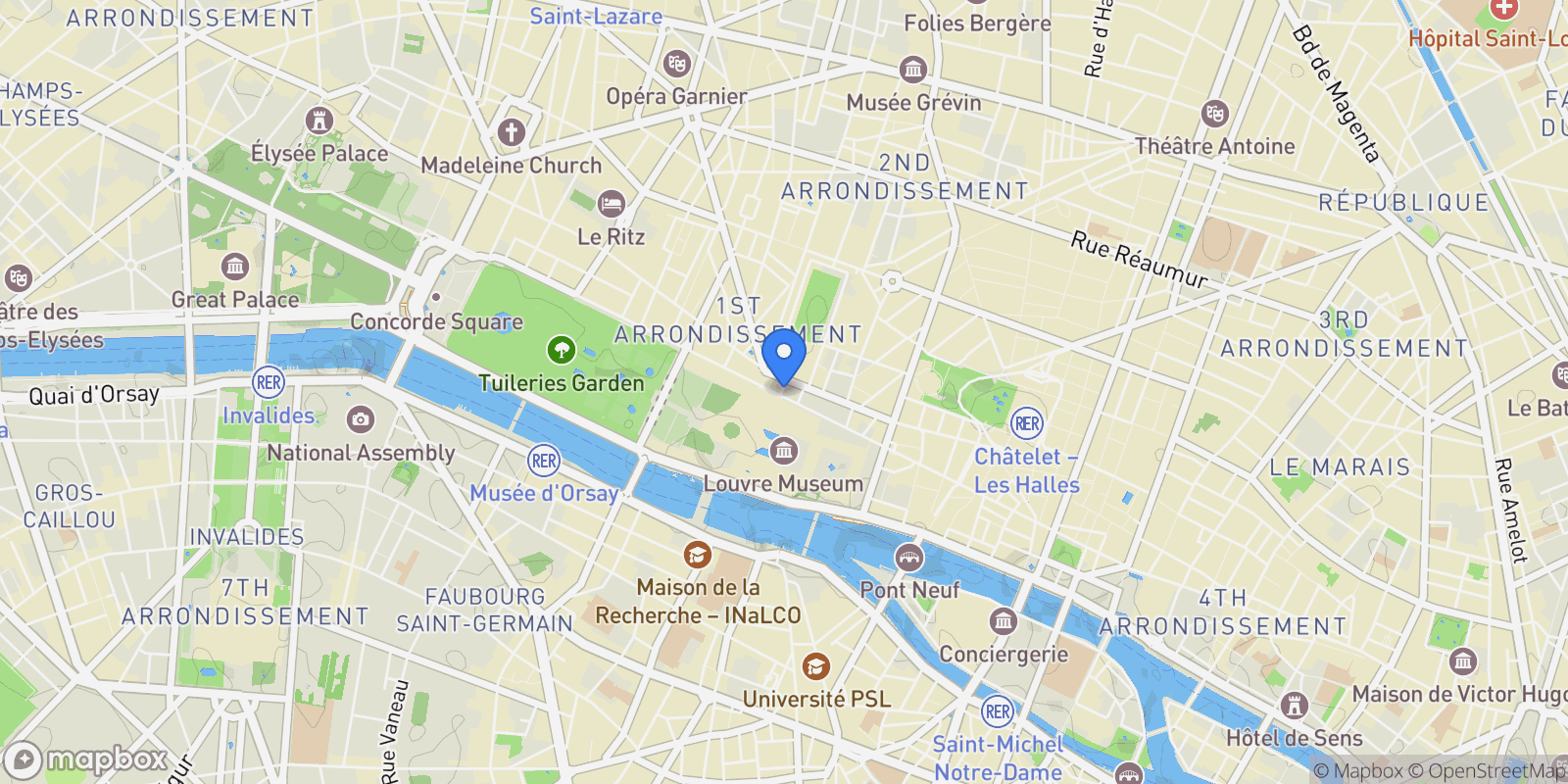 Map showing Paris, Île-de-France, France.