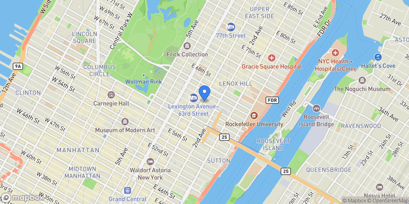 Map showing 205 E 63RD ST, New York, New York, United States.
