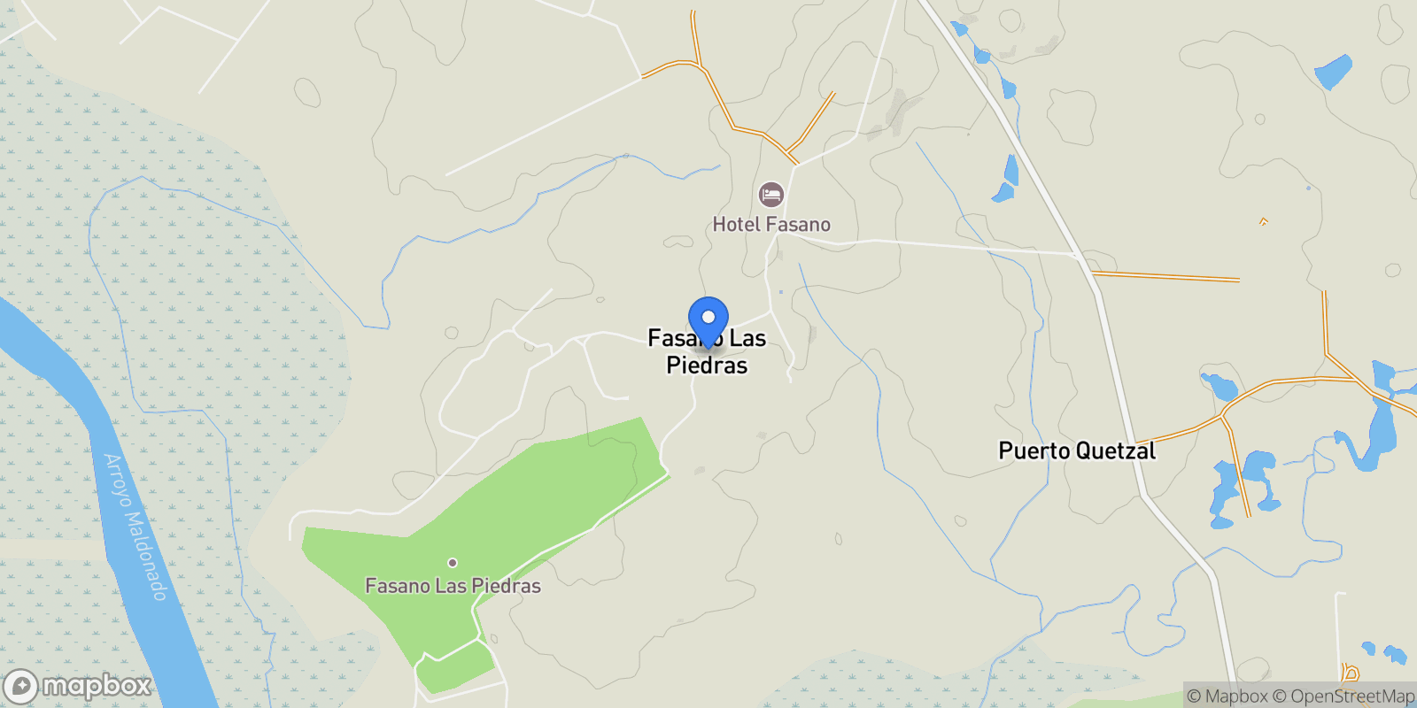 Map showing The Polo House by Nacho Figueras, Fasano Las Piedras, Punta del Este, Uruguay, Fasano las Piedras, Maldonado Department, Uruguay.
