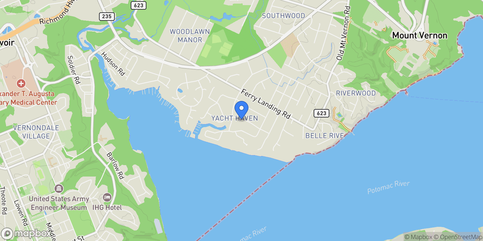 Map showing 4505 Dolphin Lane, Alexandria, VA 22309, Mount Vernon, Virginia, United States.