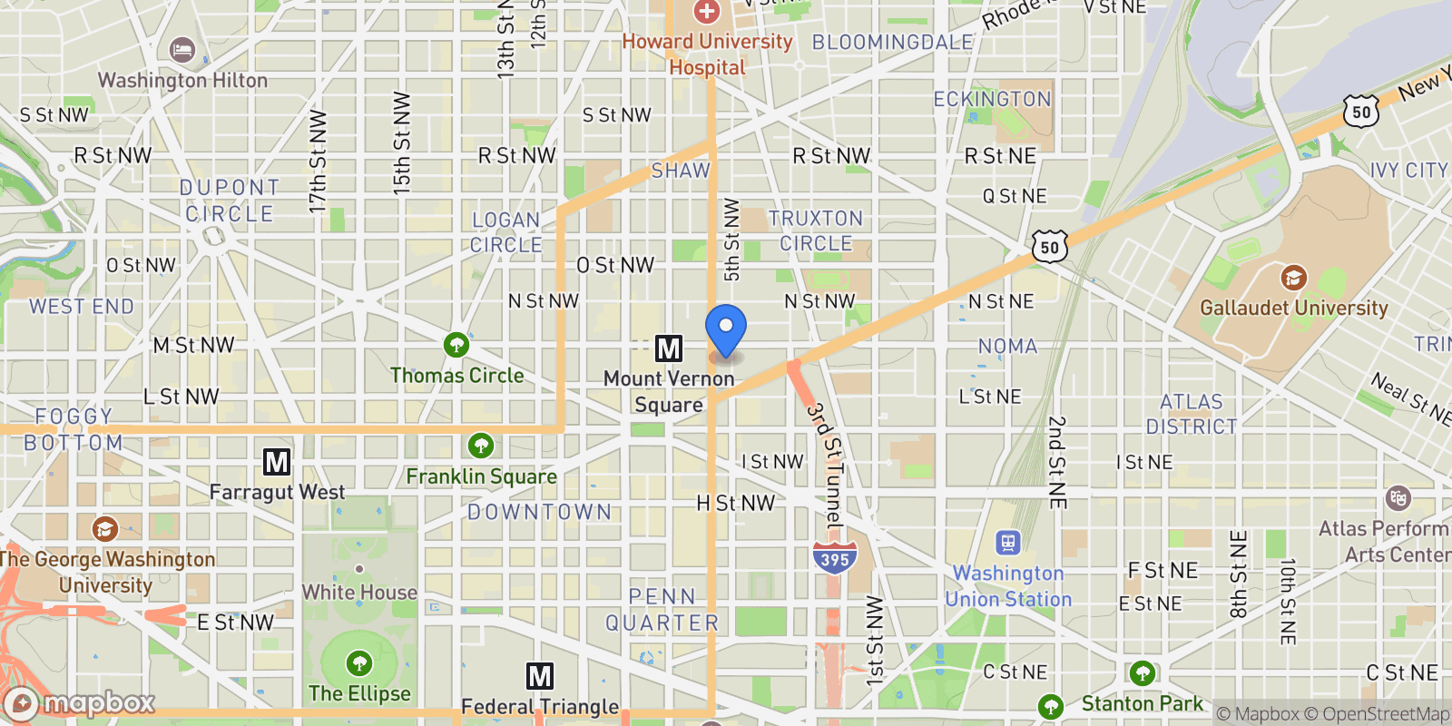 Map showing 1120 5th Street NW, Washington, DC 20001, Washington, District of Columbia, United States.