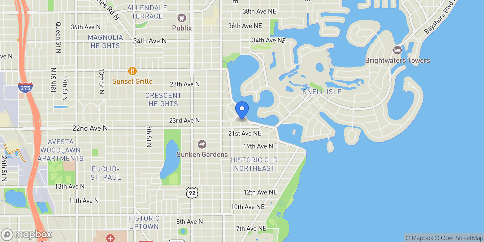 Map showing 2227 Brevard Road NE, #None, St Petersburg, FL, 33704, USA, St. Petersburg, Florida, United States.