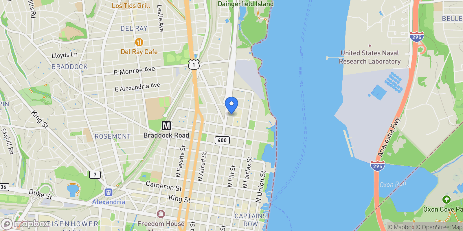 Map showing 635 First Street Unit 404, Alexandria, VA 22314, Alexandria, Virginia, United States.
