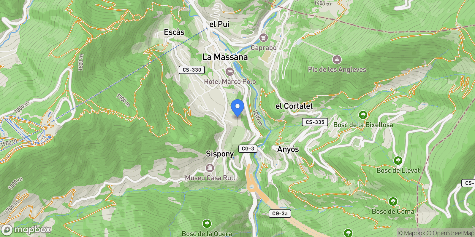 Map showing Sispony, La Massana, Andorra, La Massana, La Massana, La Massana, Andorra.