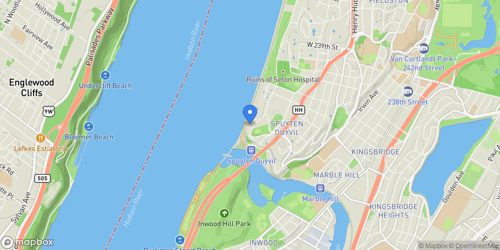 Map showing LA RIVE, 2521 PALISADE AVE, New York, New York, United States.