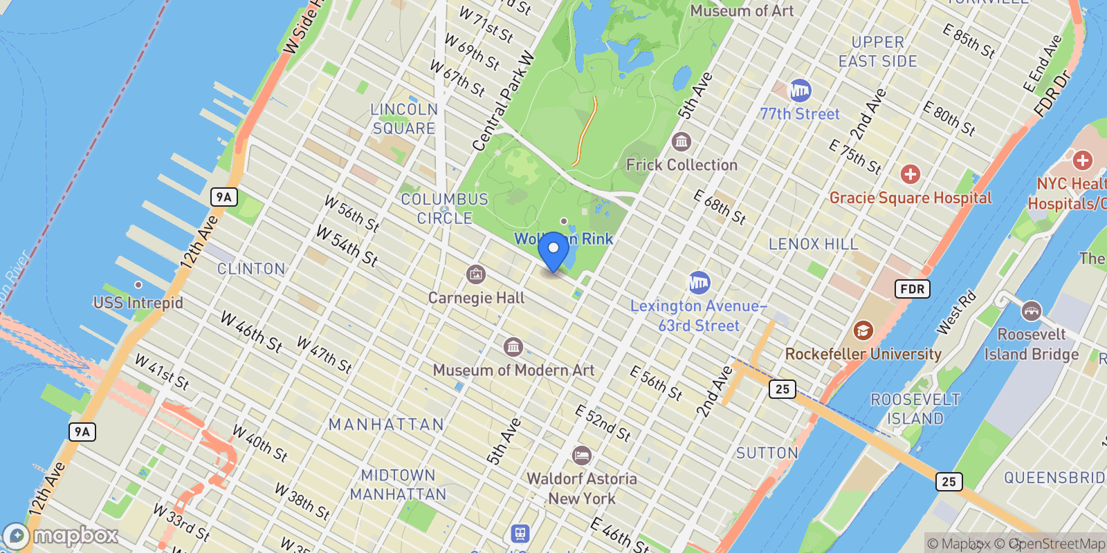 Map showing 30 CENTRAL PARK S, New York, New York, United States.