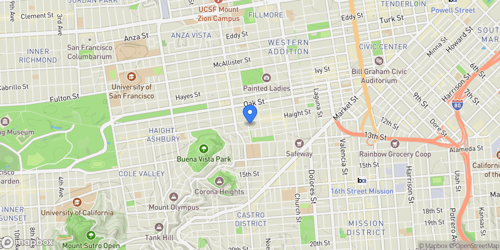 Map showing 138 Scott Street, San Francisco, California, United States.