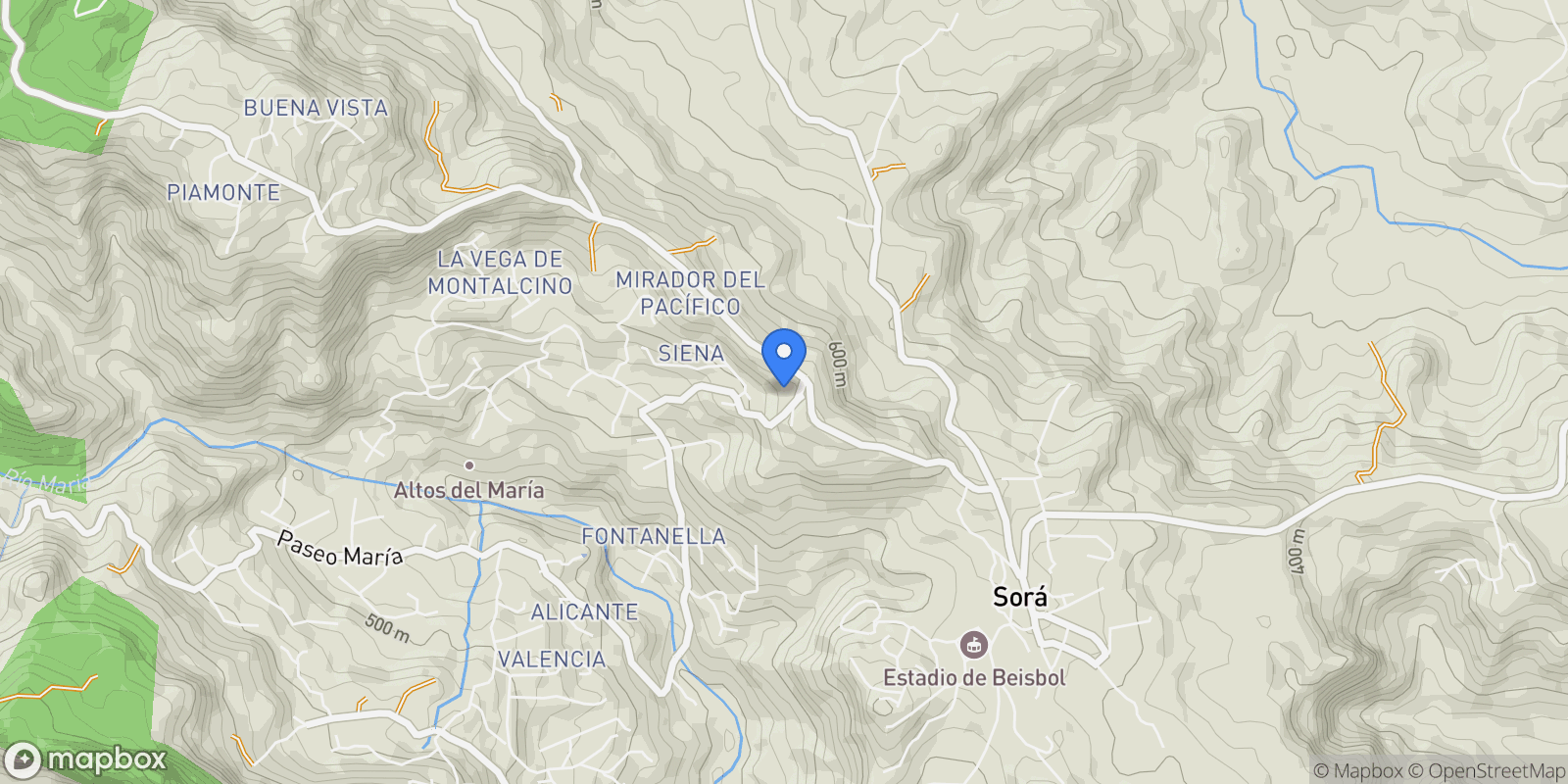 Map showing Sorá, Coclé Province, Panama.