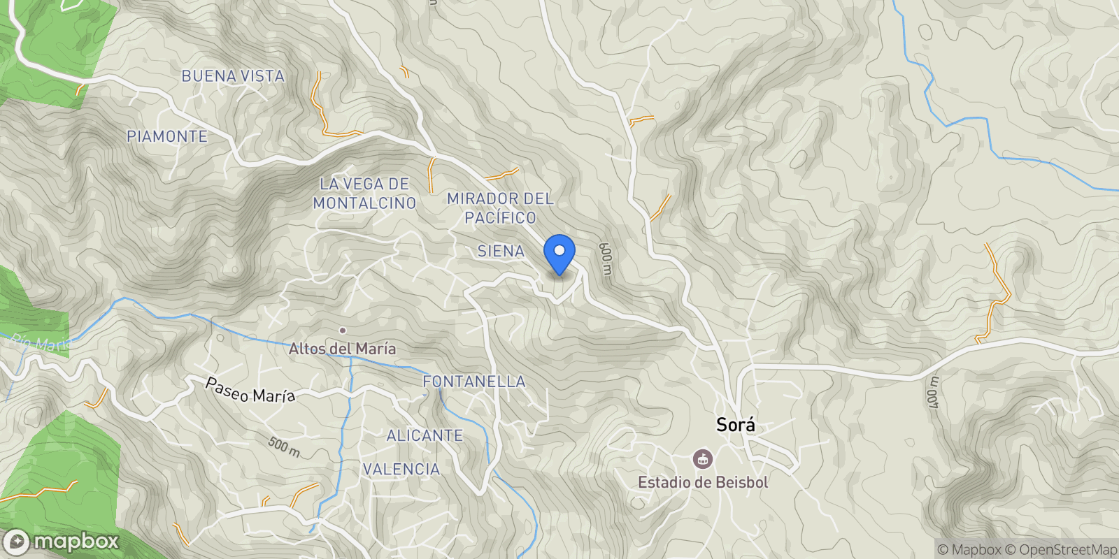 Map showing Sorá, Coclé Province, Panama.