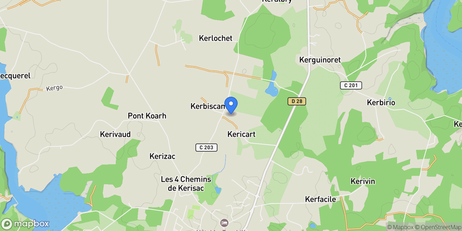 Map showing Crac'h, Brittany, France.