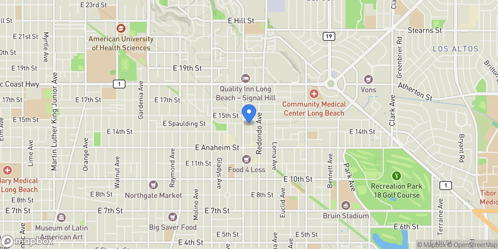 Map showing 1445 Coronado Avenue, Signal Hill, California, United States.