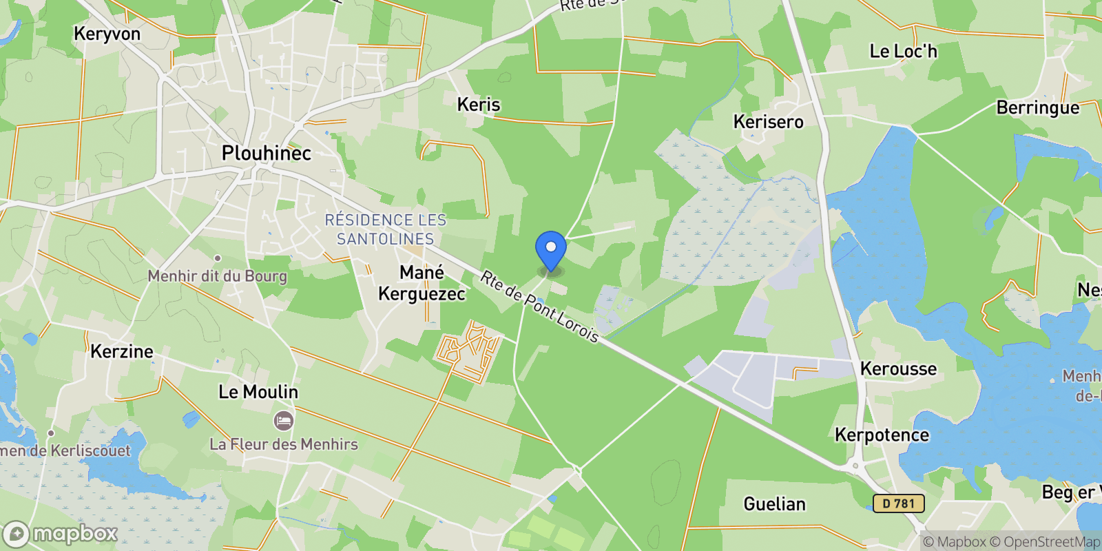 Map showing Plouhinec, Brittany, France.