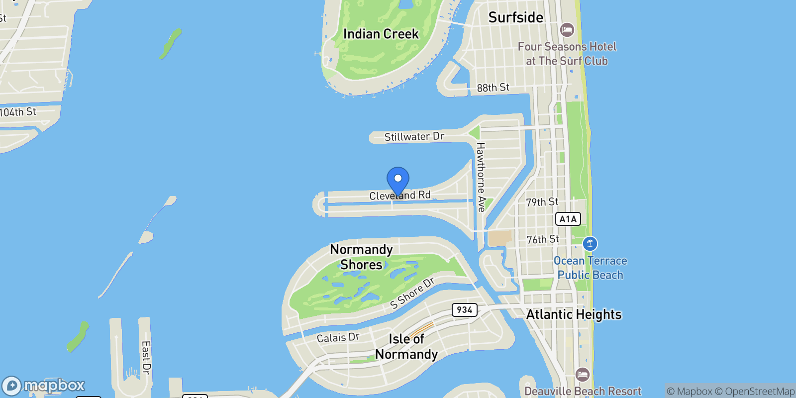 Map showing 1560 Cleveland Road, Miami Beach, Florida, United States.