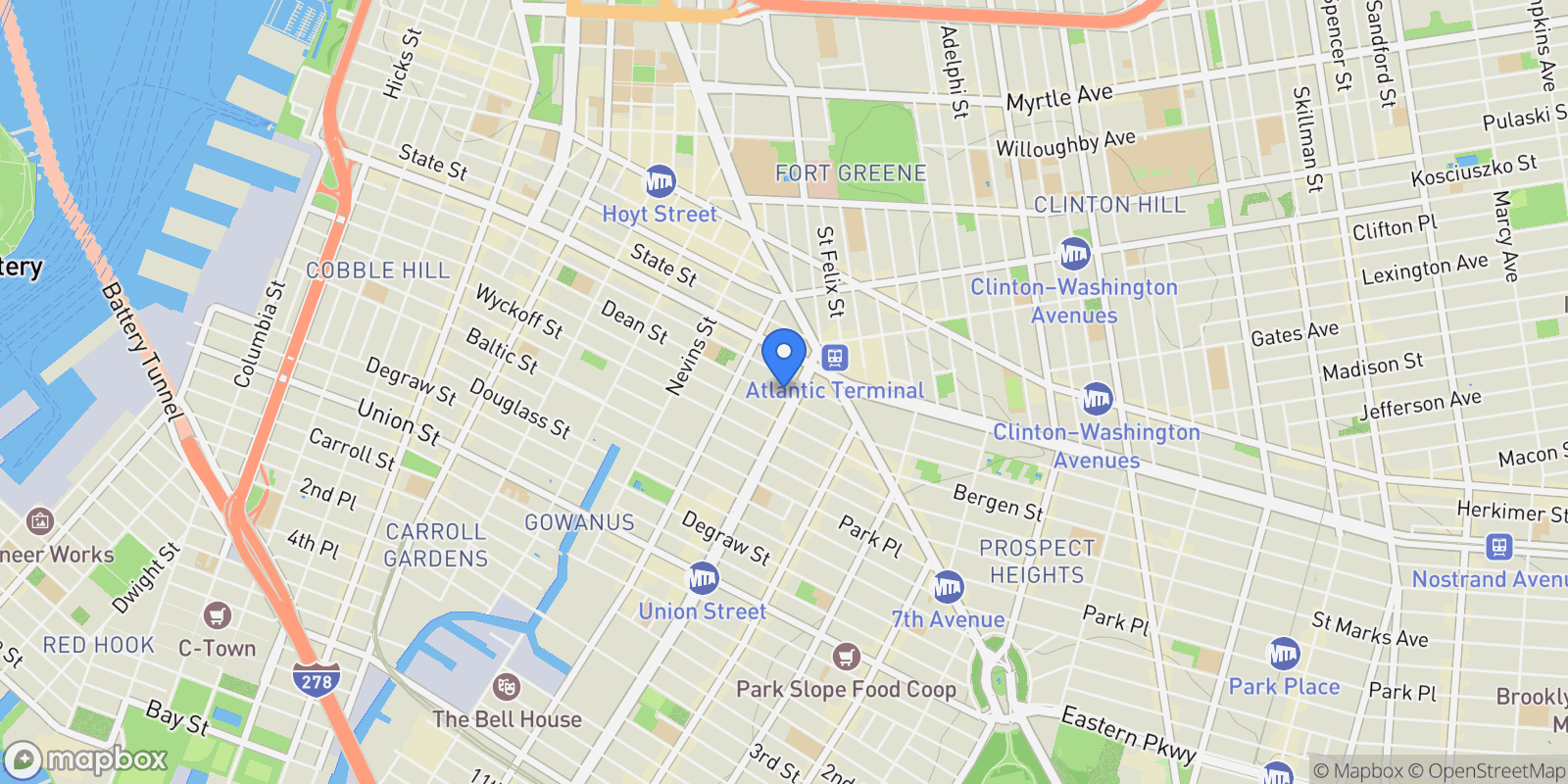 Map showing 361 Dean Street TH, Brooklyn, NY 11217, New York, New York, United States.
