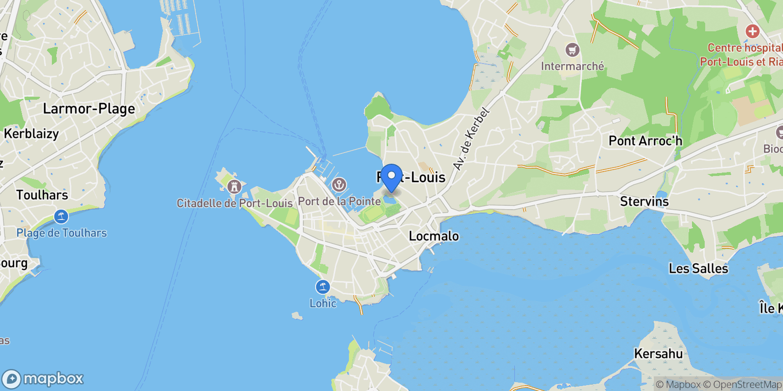 Map showing Port-Louis, Brittany, France.