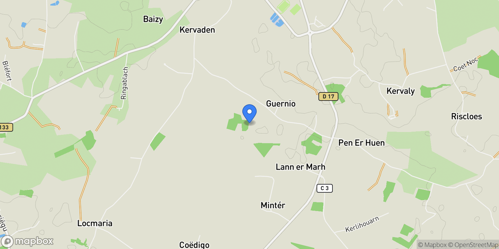 Map showing Plumergat, Brittany, France.