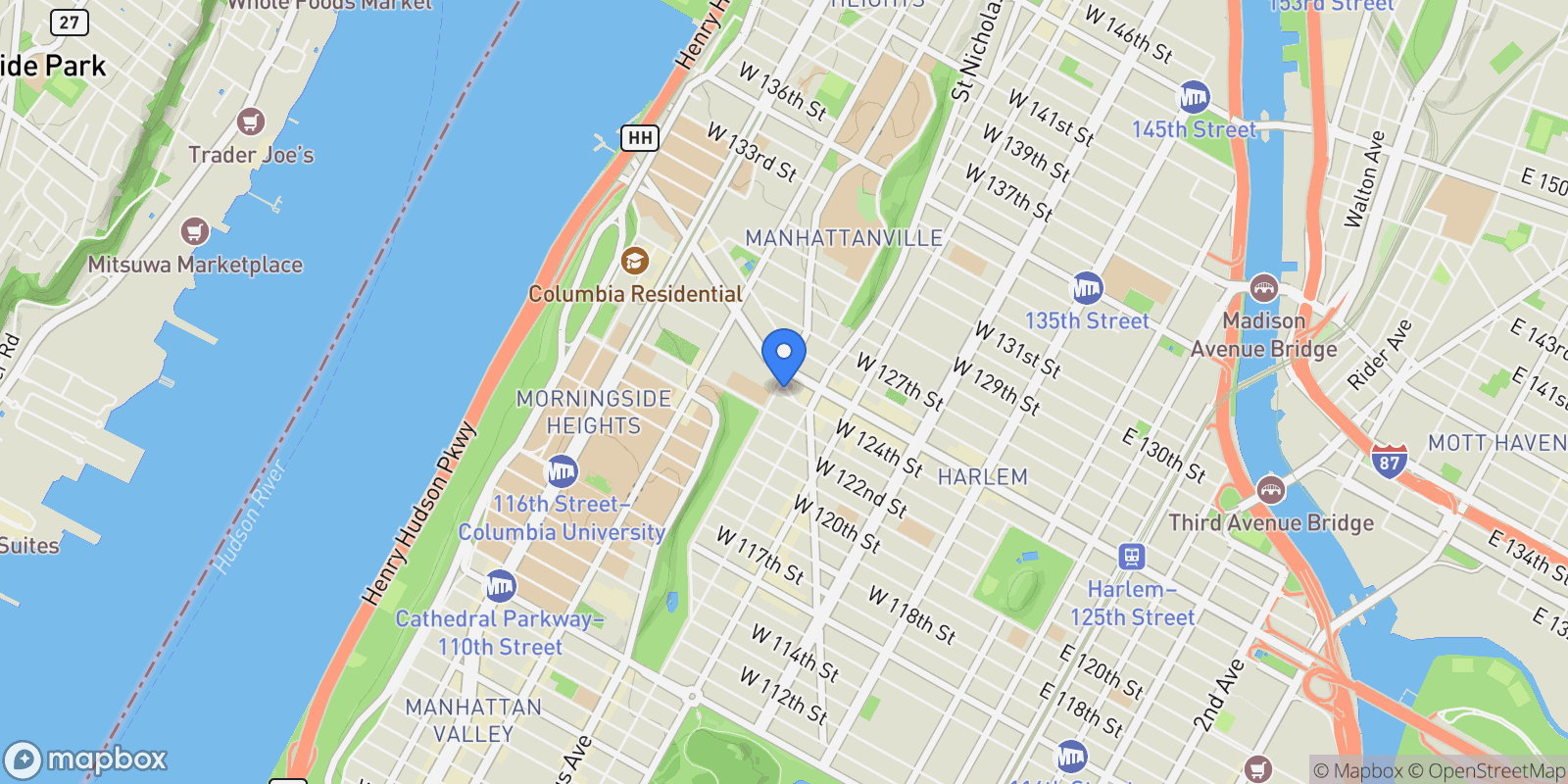 Map showing 4-6 HANCOCK PL, New York, New York, United States.