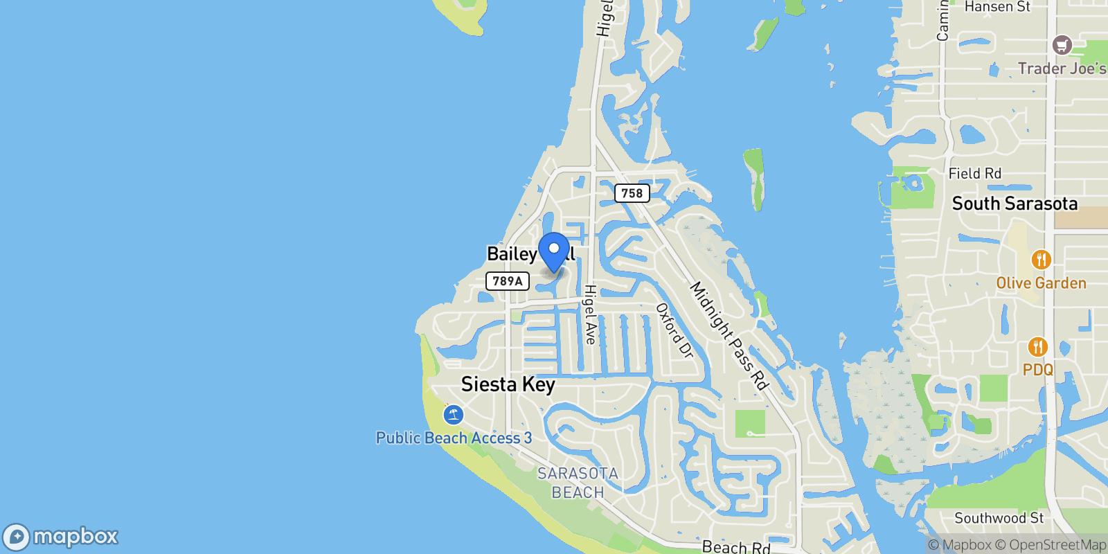Map showing 4833 Featherbed Lane, #None, Sarasota, FL, 34242, USA, Siesta Key, Florida, United States.
