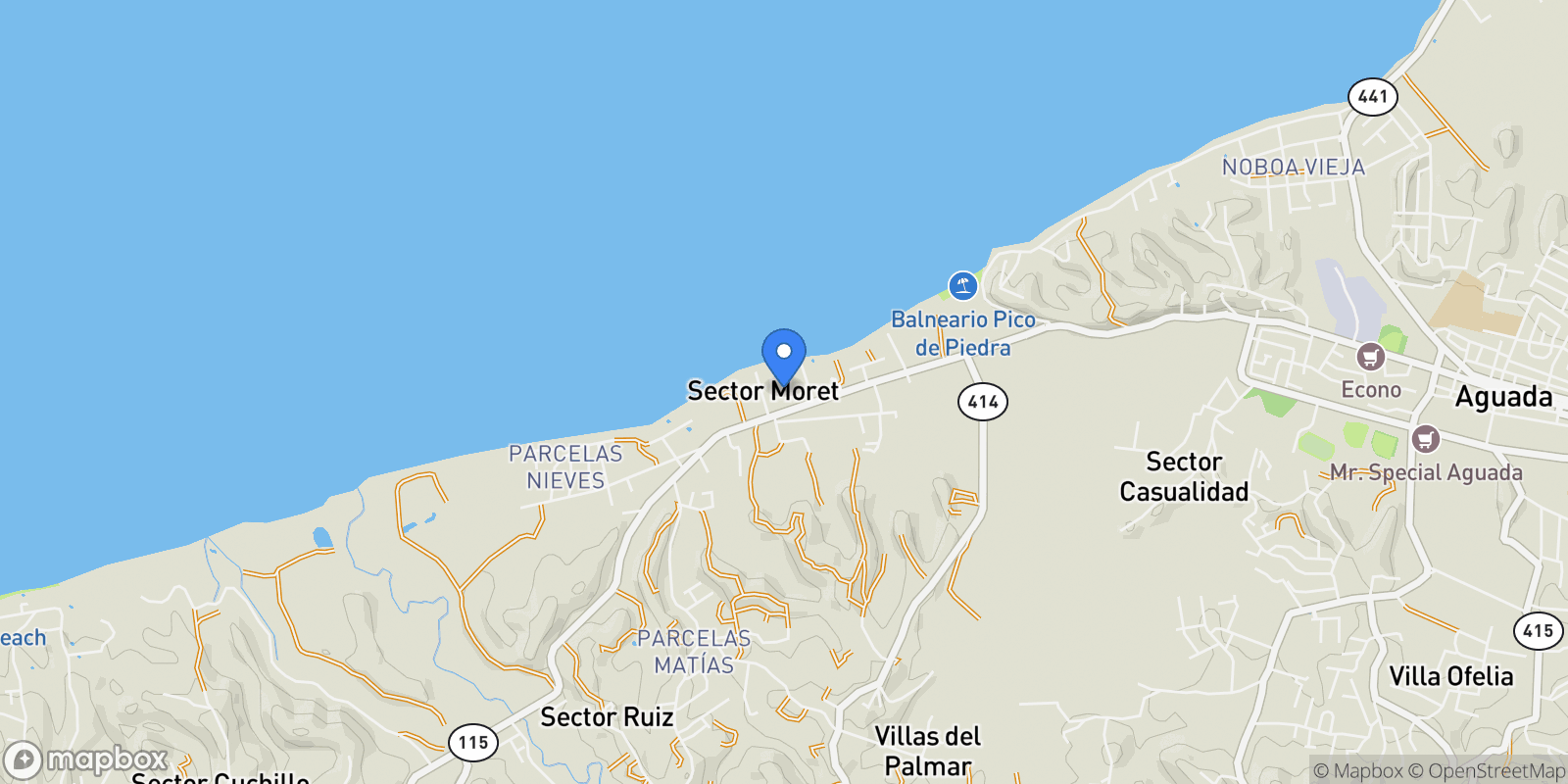 Map showing Aguada MAR AZUL APARTMENTS, AGUADA PR ., Aguada, Puerto Rico.