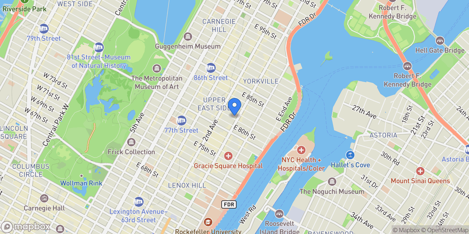Map showing Eton House, 345 E 81ST ST, New York, New York, United States.